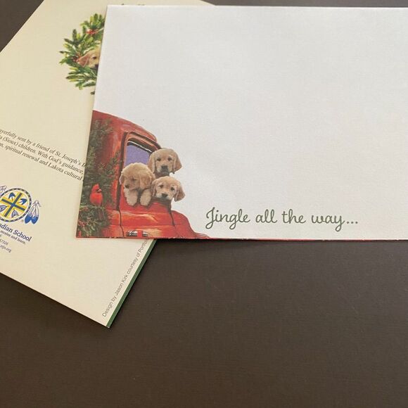 St Labre Indian School Red Truck with Puppy Christmas Greeting Card w/ Envelope - Picture 7 of 8